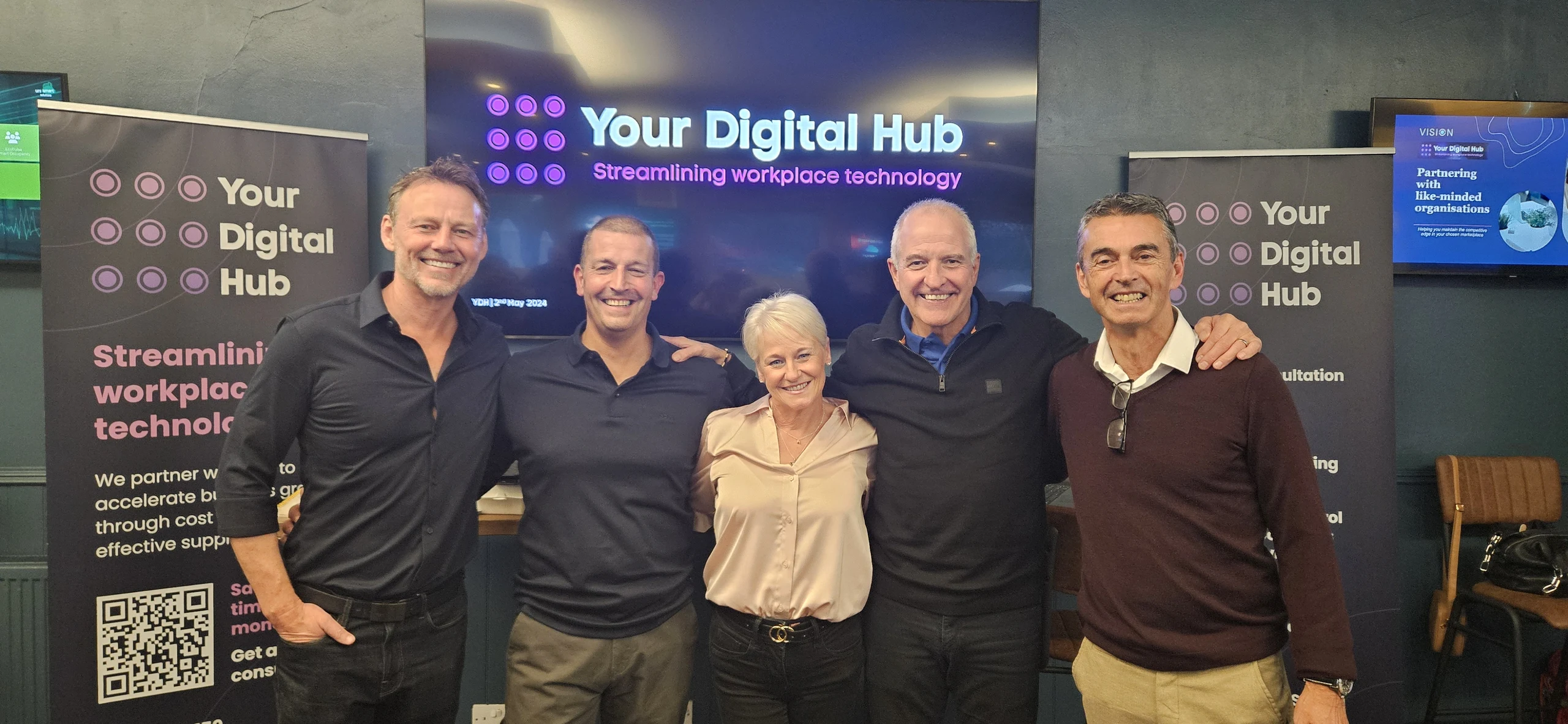Your Digital Hub leadership team and Steve Bull MBE at launch event