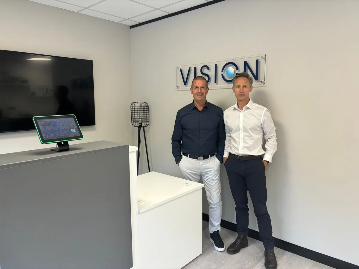 Tim Hubbard with Phil Bond, CEO at Vision PLC